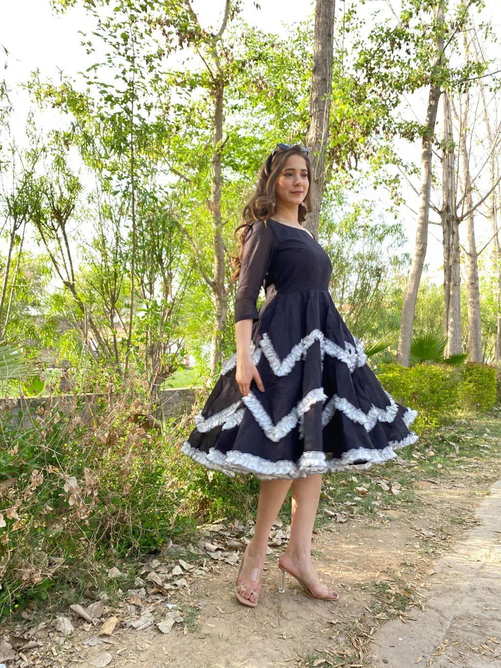 black chanderi dress