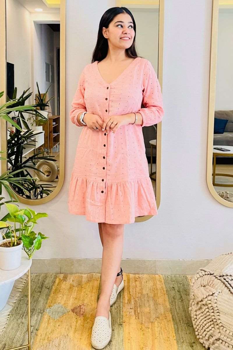 BLUSH SCHIFFLI SHIRT DRESS
