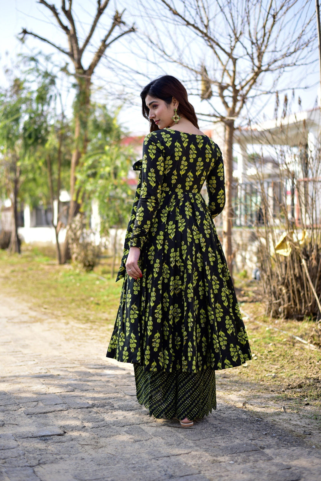 moonless black cotton suit set