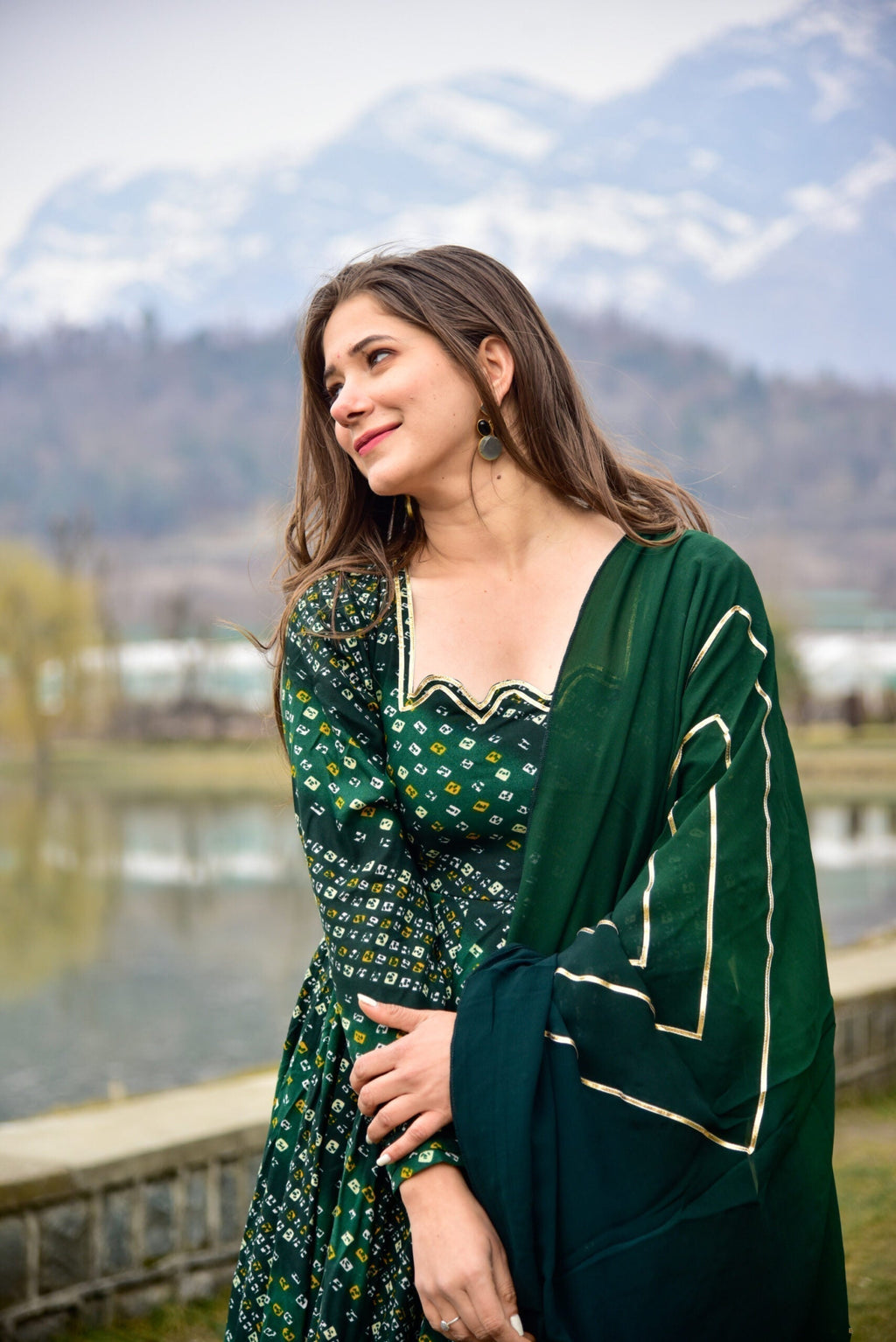 green shimmer glace maxi set