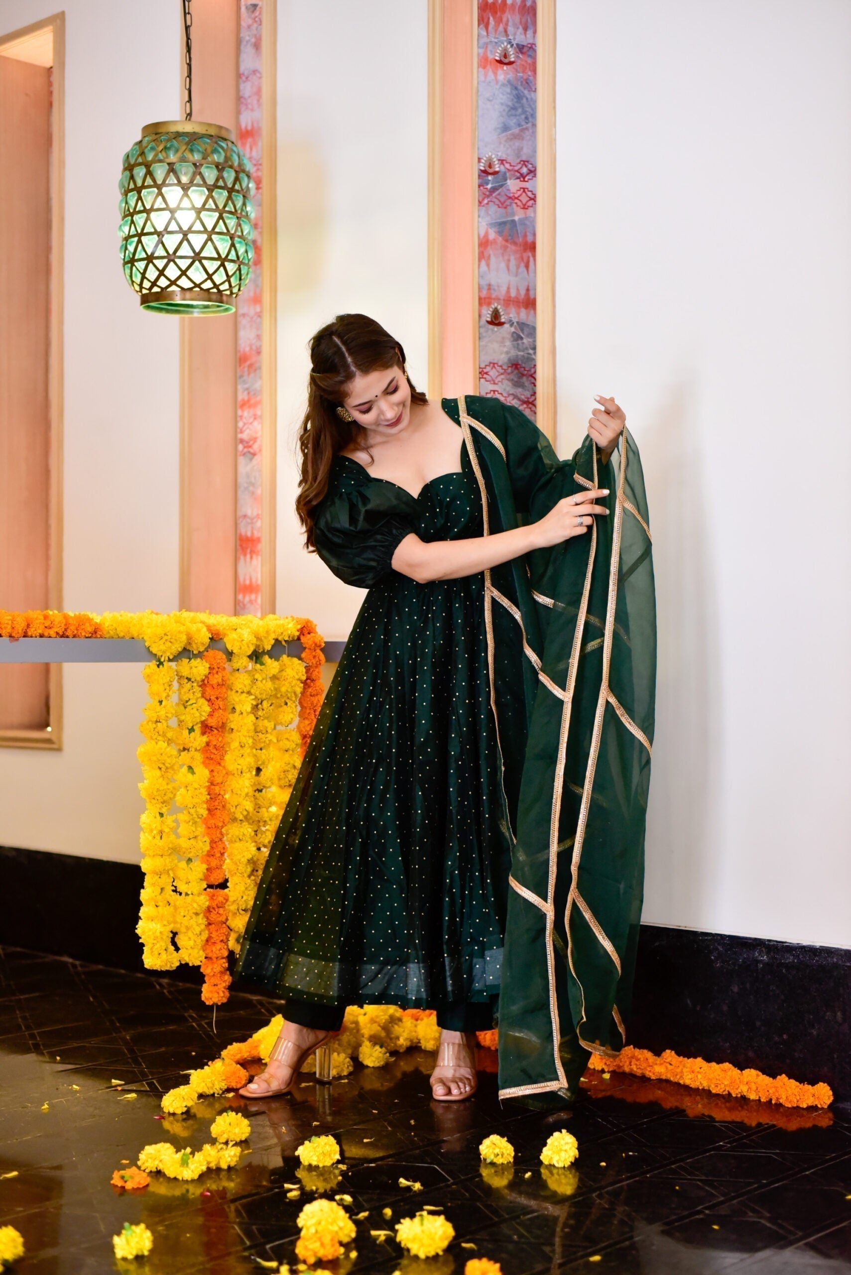 kashish green chanderi suit set