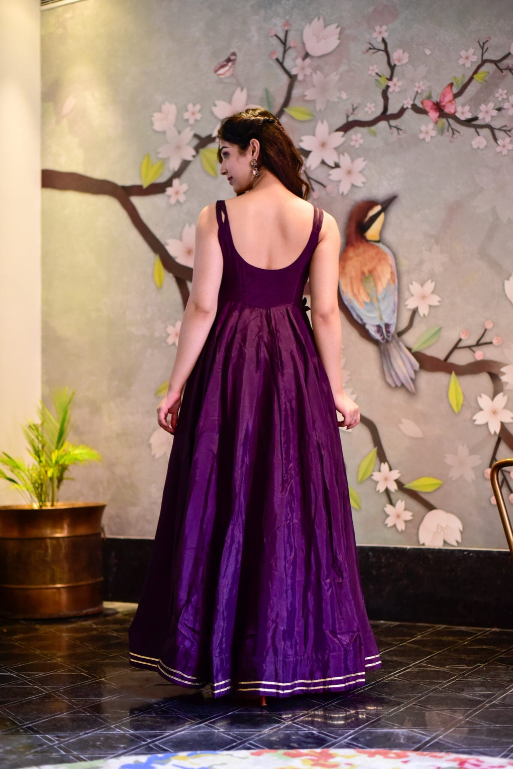 Mariyam purple silk maxi set