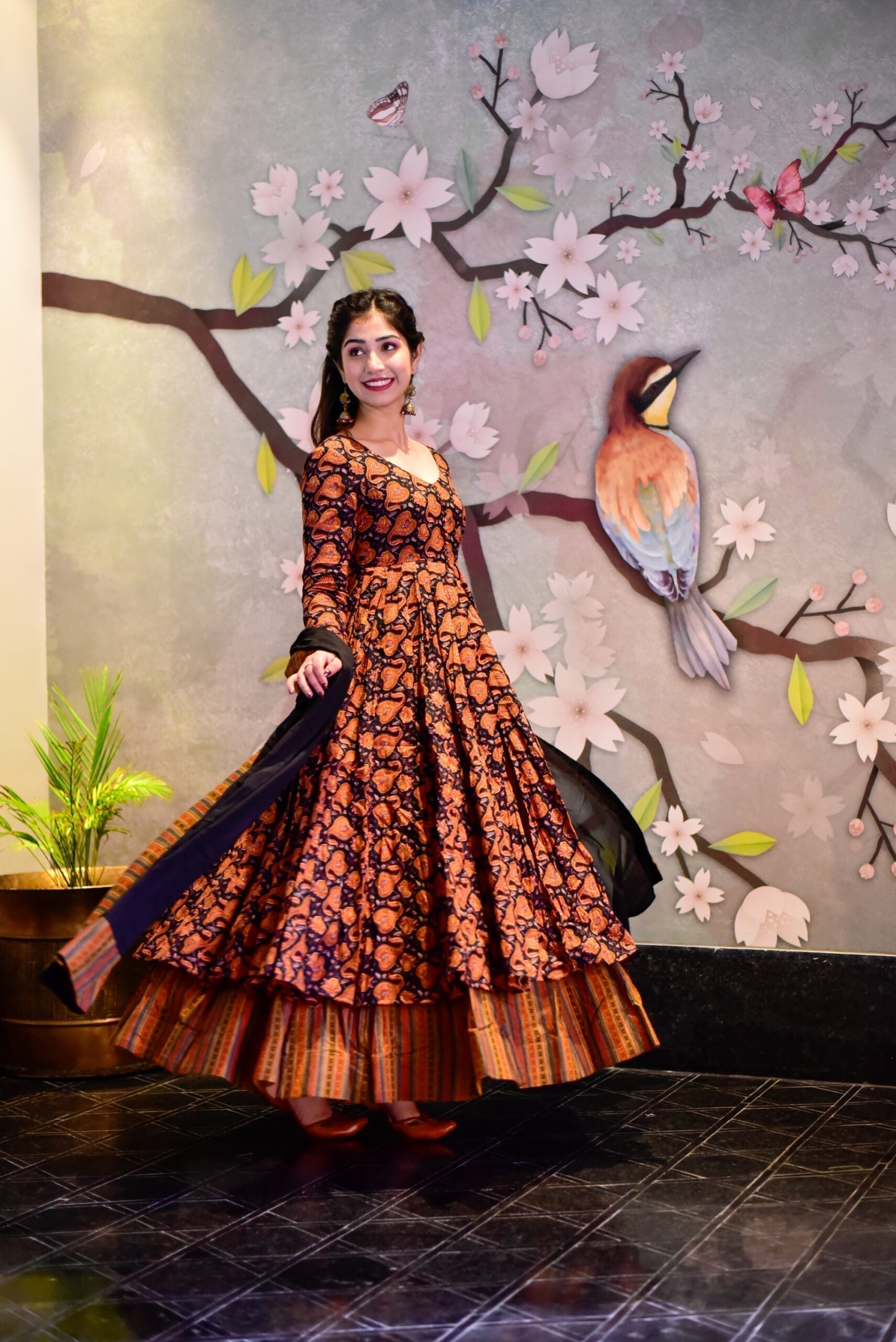 black tropical maxi set