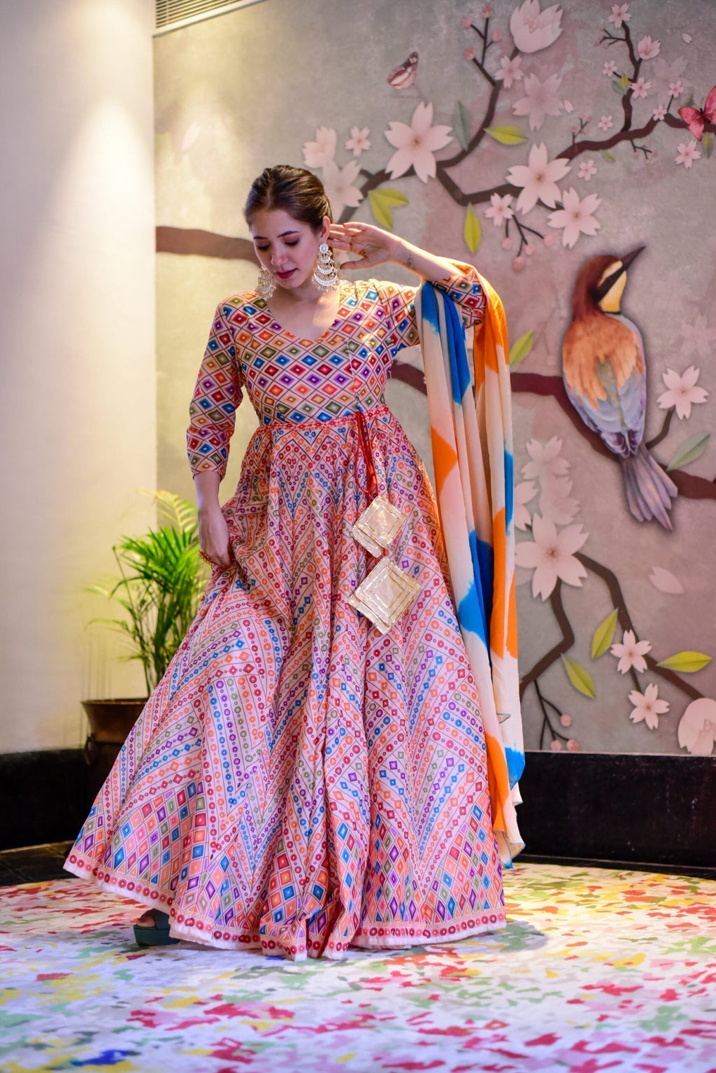 keshori chanderi maxi set