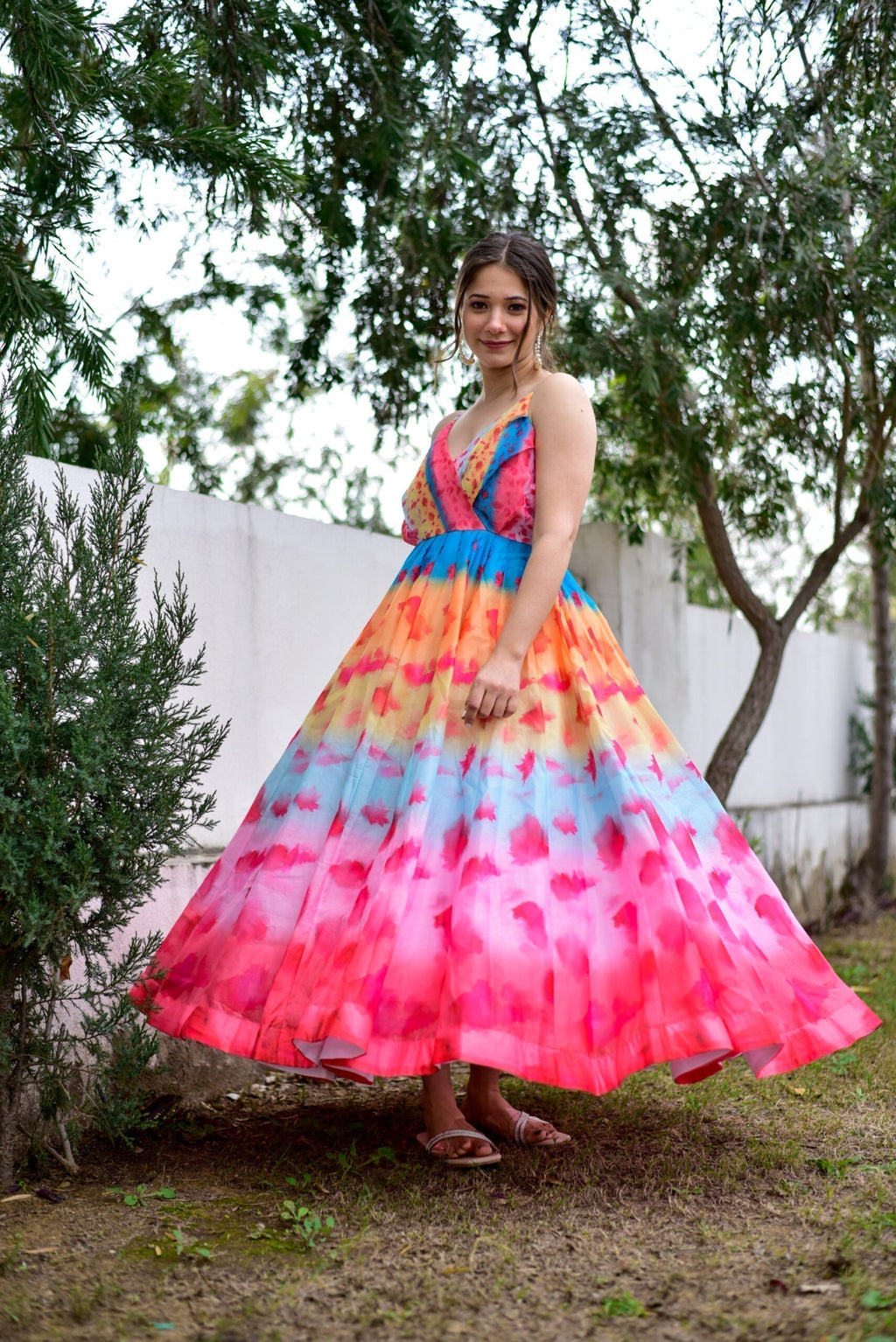 flamingo pink chanderi dress