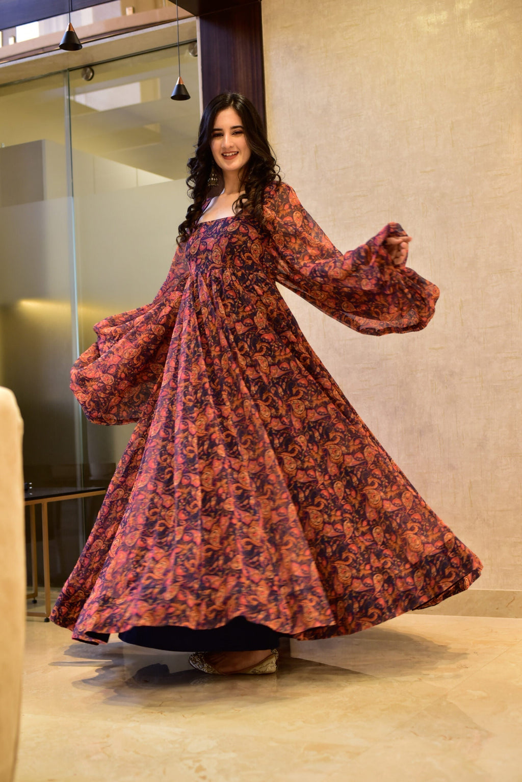 alisha blue georgette dress