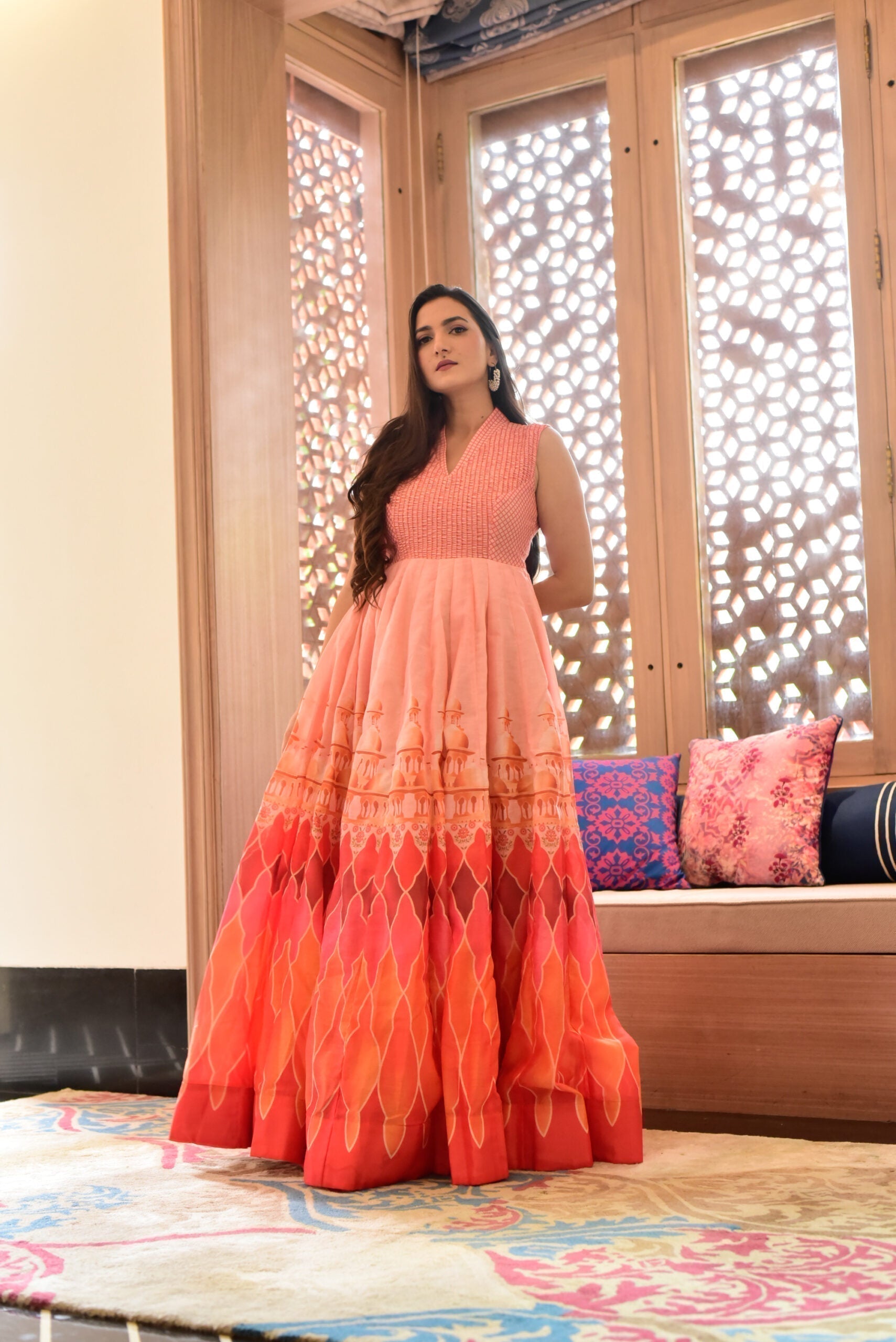 Aarvi orange chanderi maxi