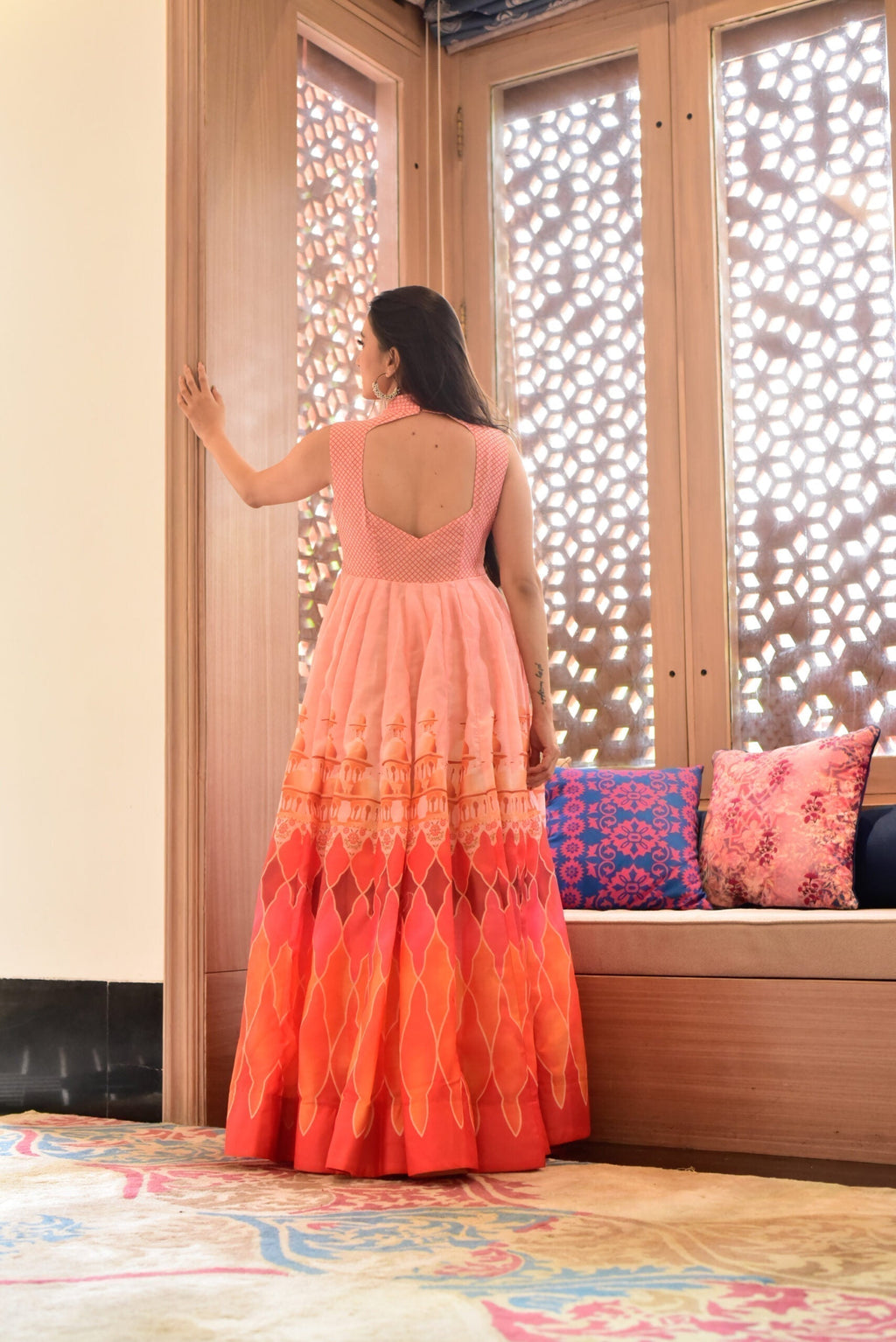 Aarvi orange chanderi maxi