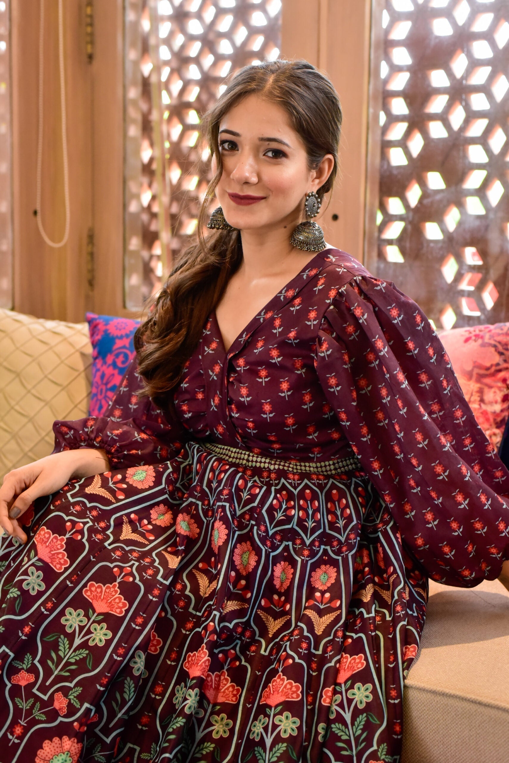 meadow wine chanderi maxi