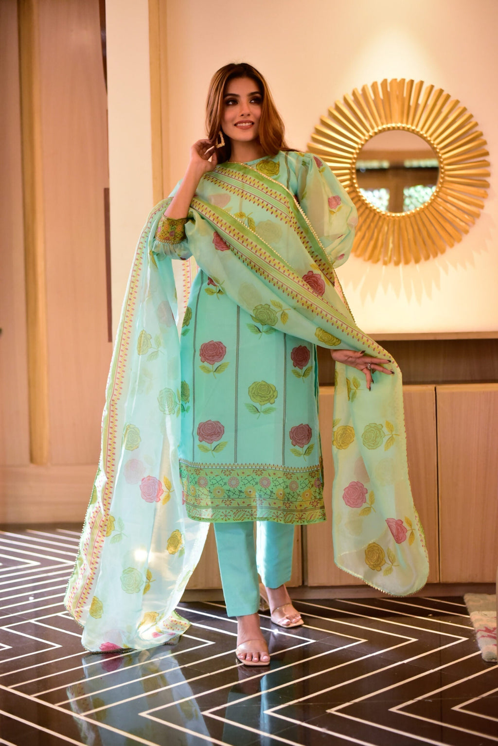 aanavi organza suit set