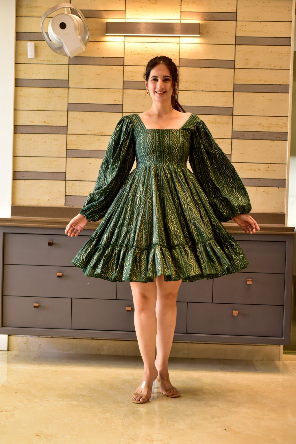 green anchal muslin dress