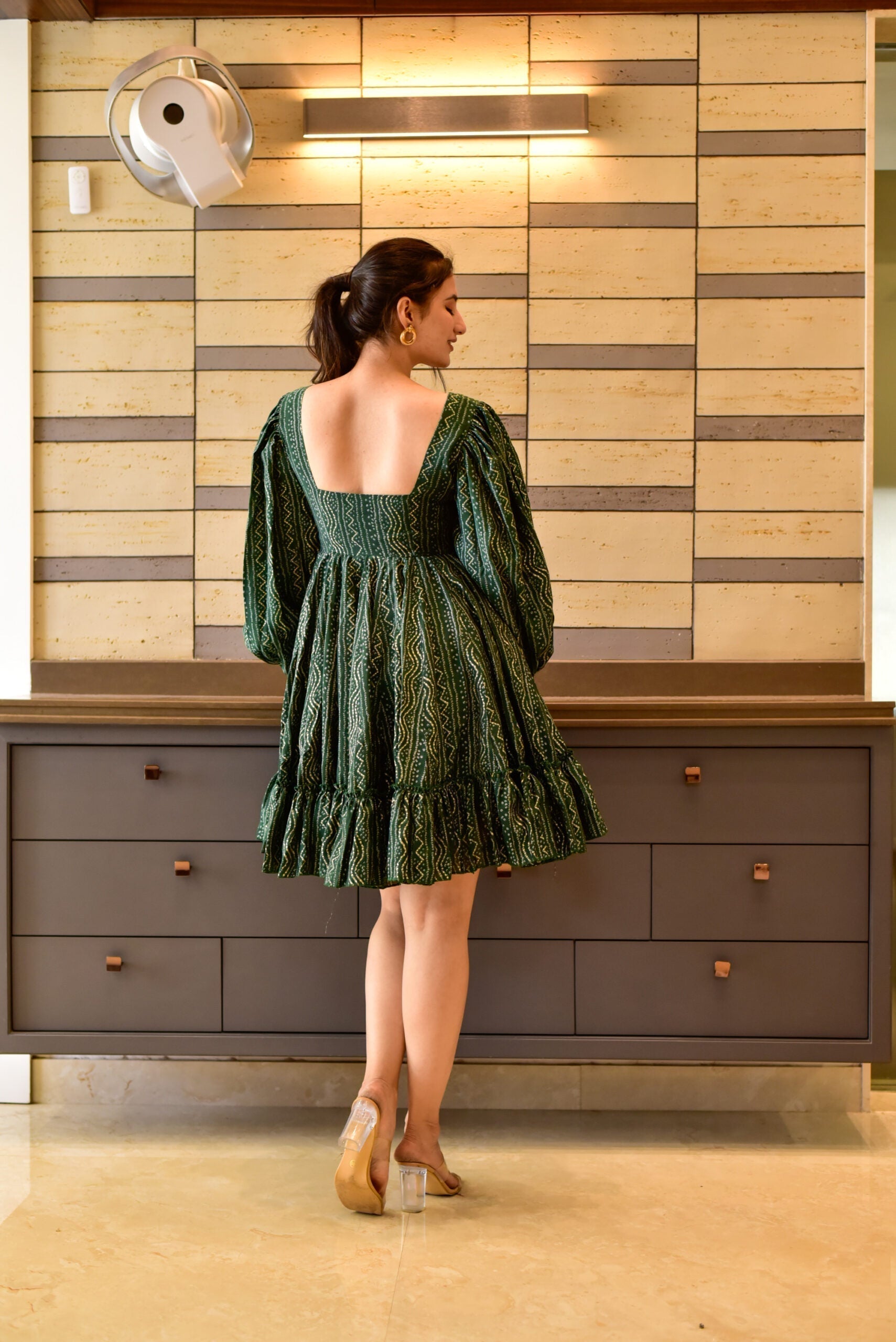 green anchal muslin dress