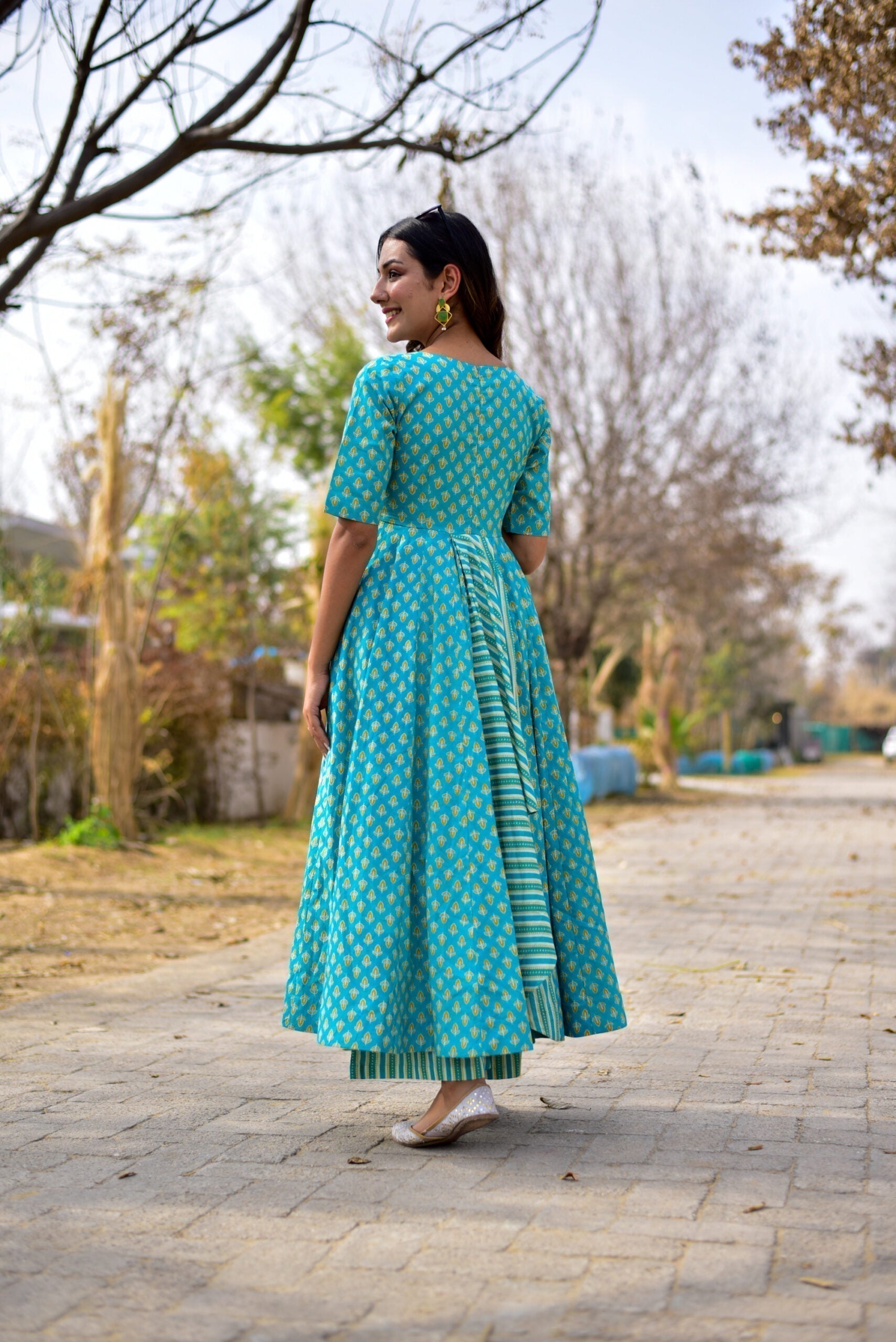 blue blossom kurta palazzo