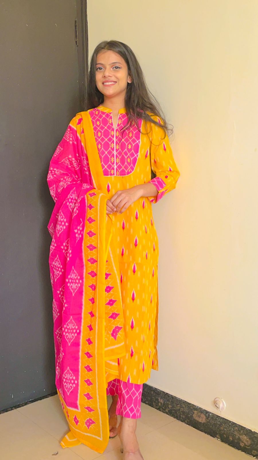 KesariyaVanity Elegant Ikkat Cotton Suit Set - DEAL