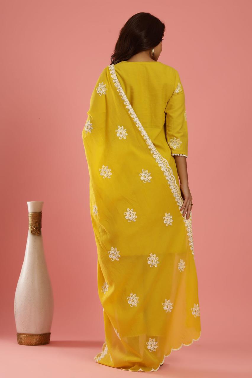 KesariyaVanity Sunshine Yellow Handwork Suit Set - DEAL