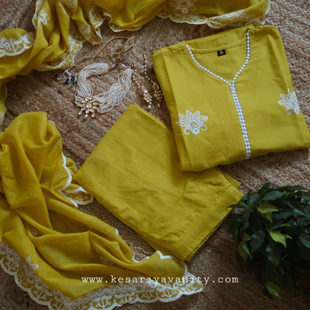 KesariyaVanity Sunshine Yellow Handwork Suit Set - DEAL