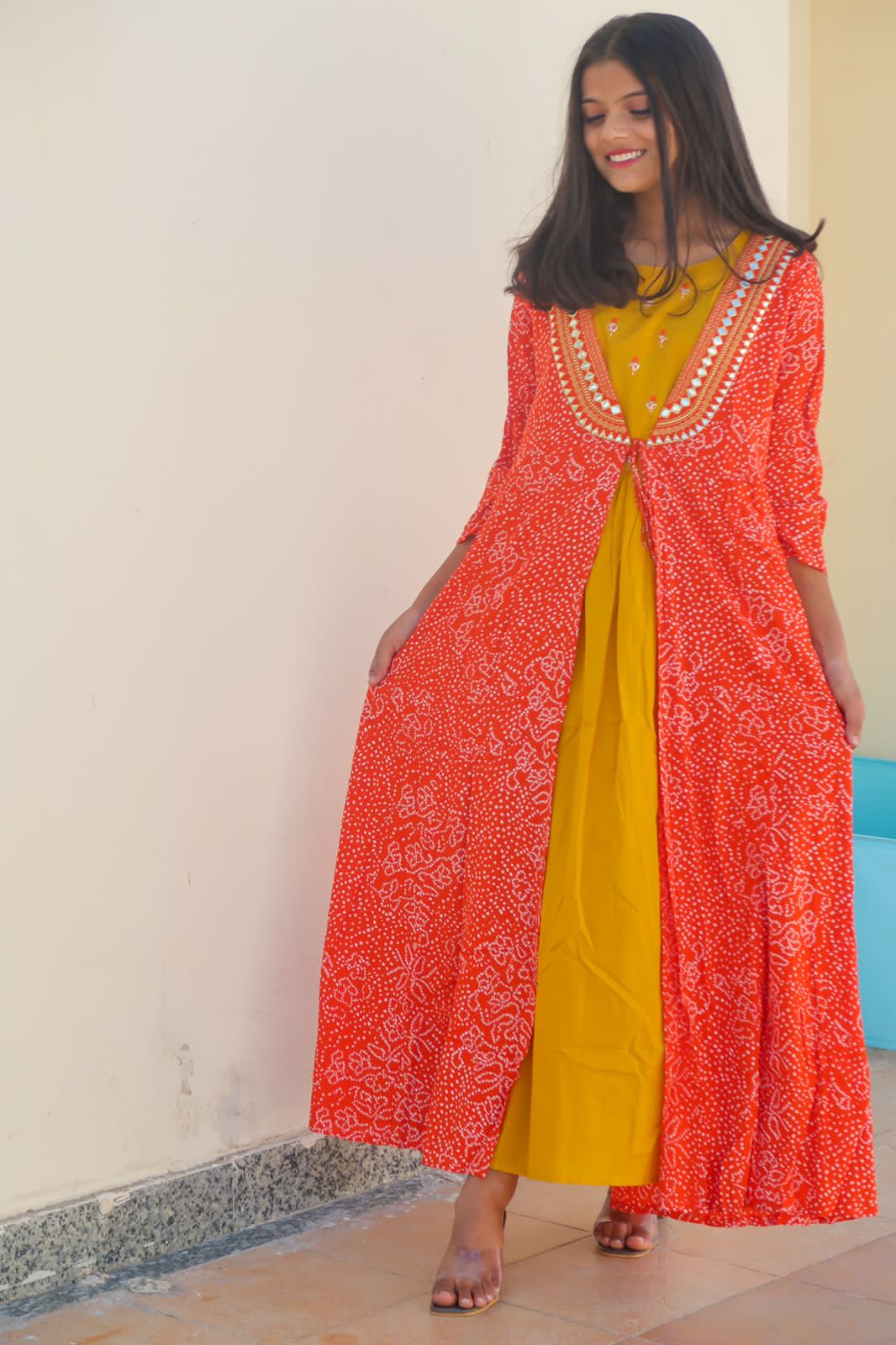 KesariyaVanity Must Have Festive Ready Bandhej Gown Suit - DEAL