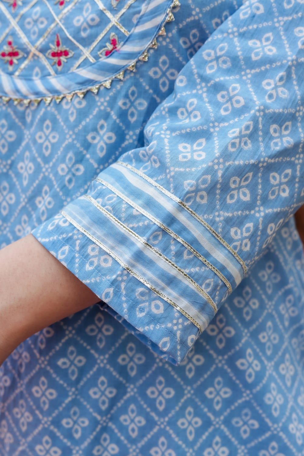 Powder Blue Breathable Relaxing Fit Cotton Suit (3 piece)