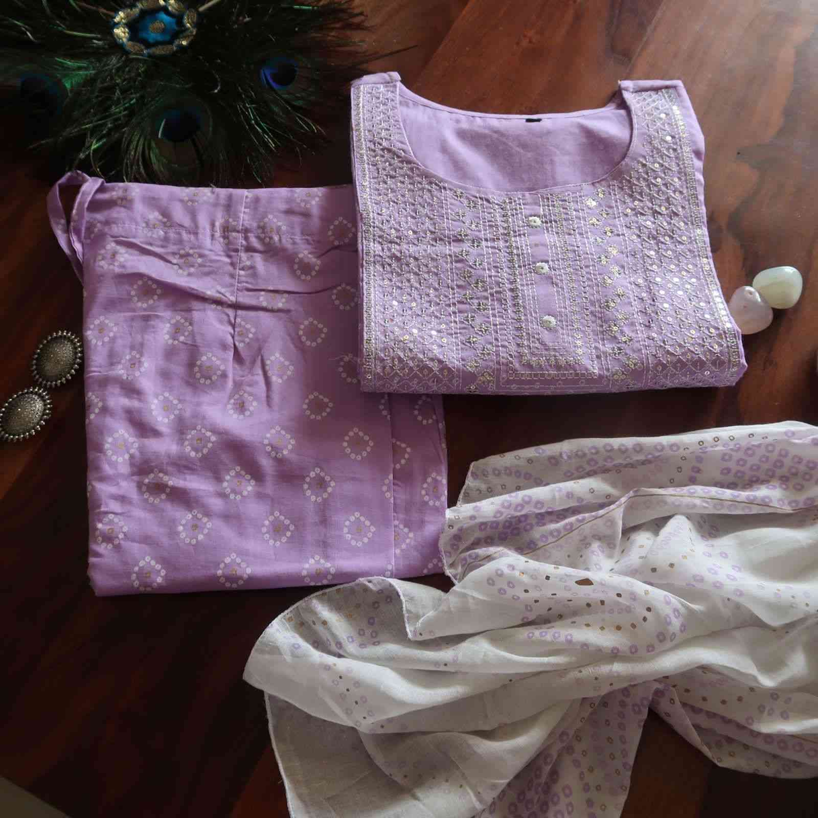 Lavender Bandhej Sequin Suit (3 piece)