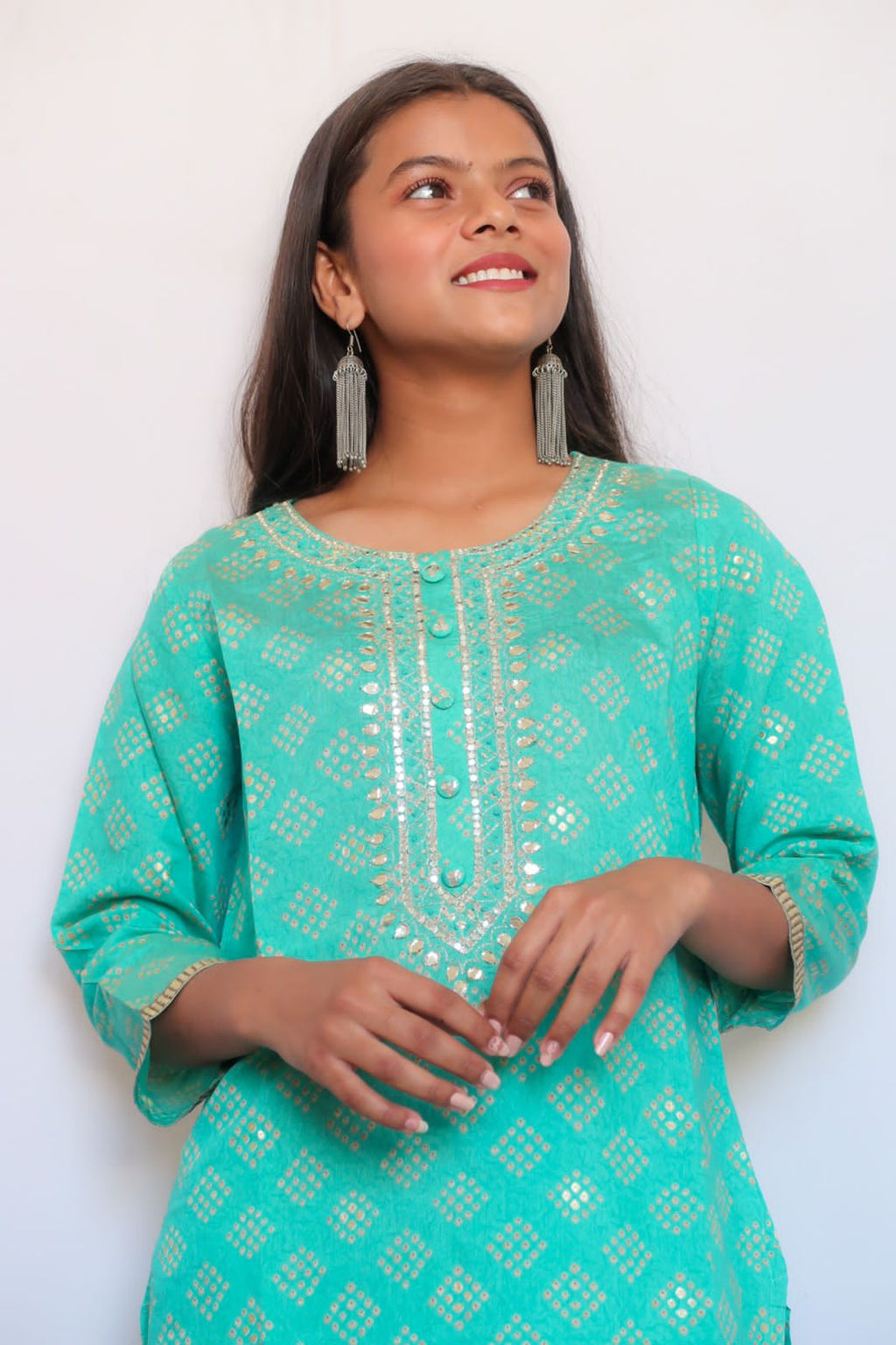 SALE: Turquoise Handwork Suit Set