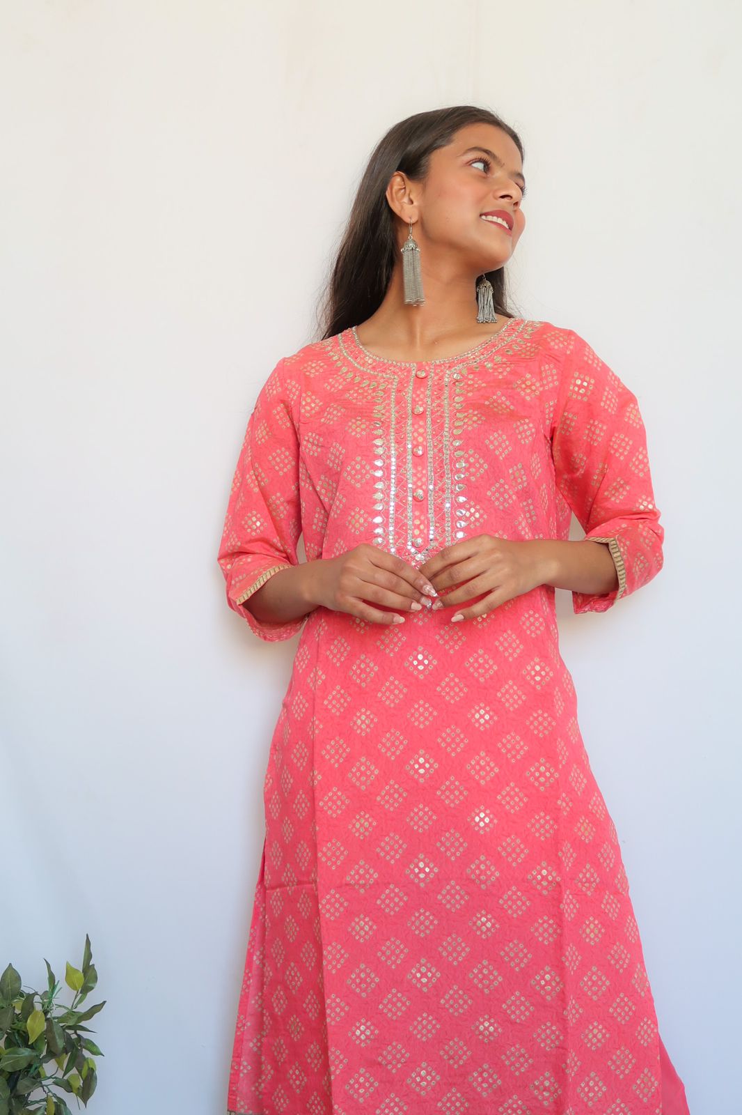 SALE: Carnation Pink Handwork Suit Set
