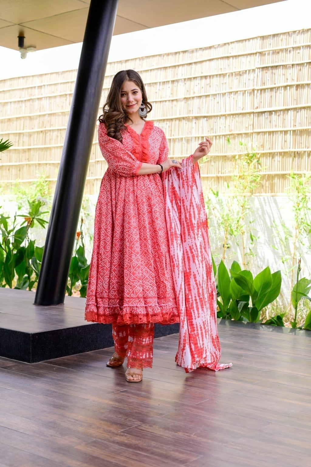 graceful peach cotton suit set