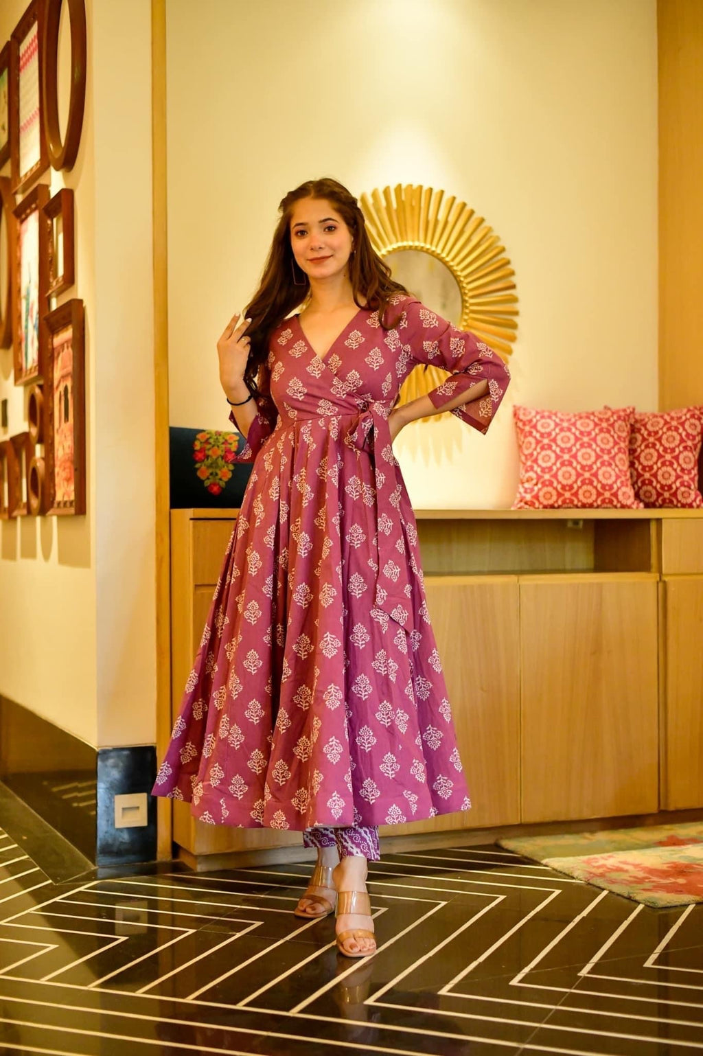 maahi purple cotton suit set