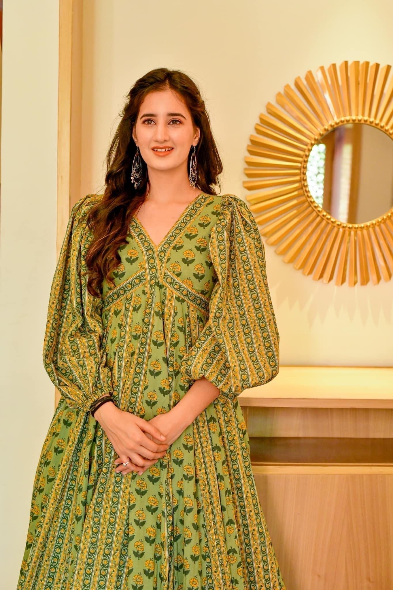 hazel green cotton maxi set