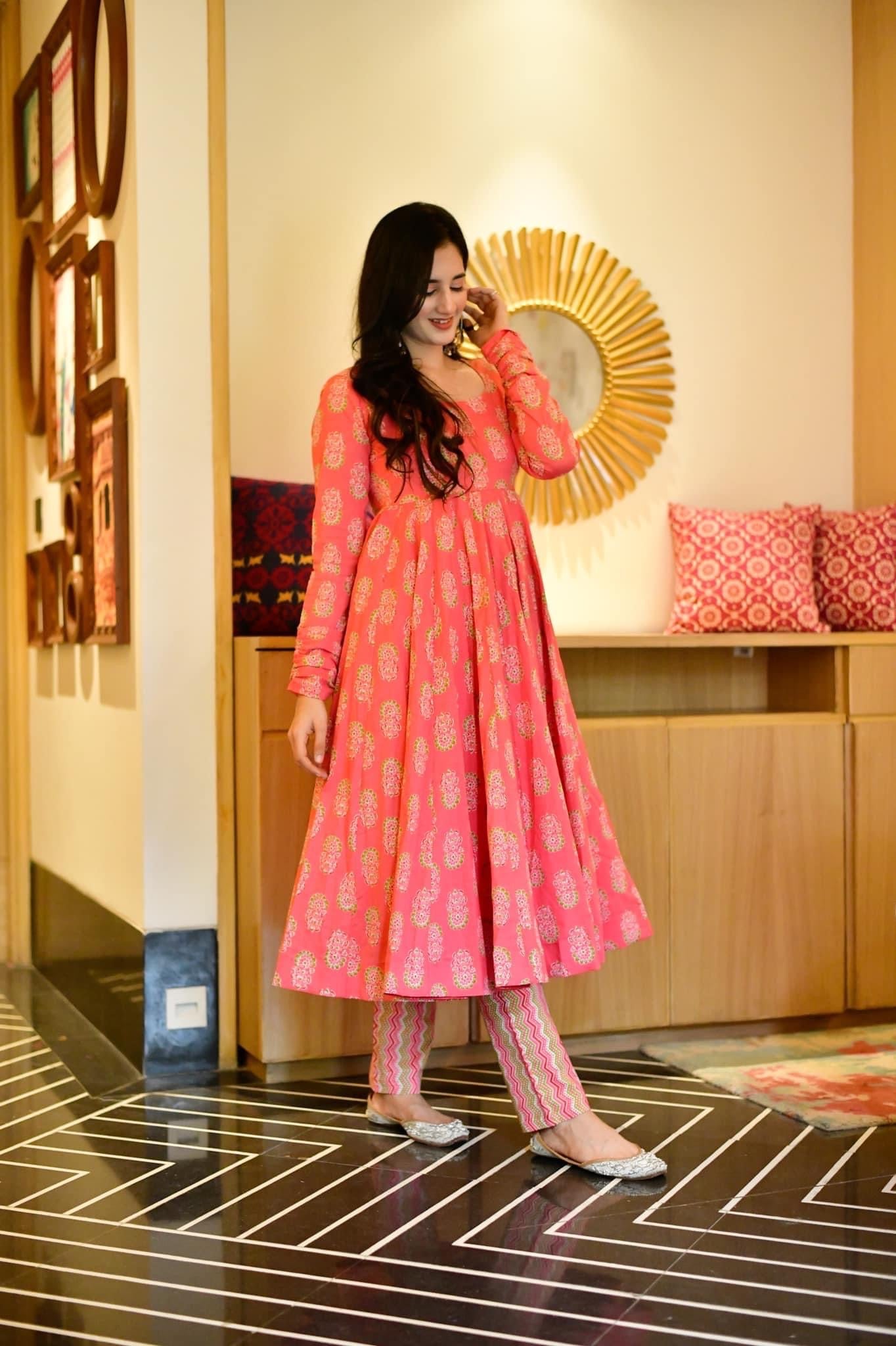 jazzy pink cotton suit set