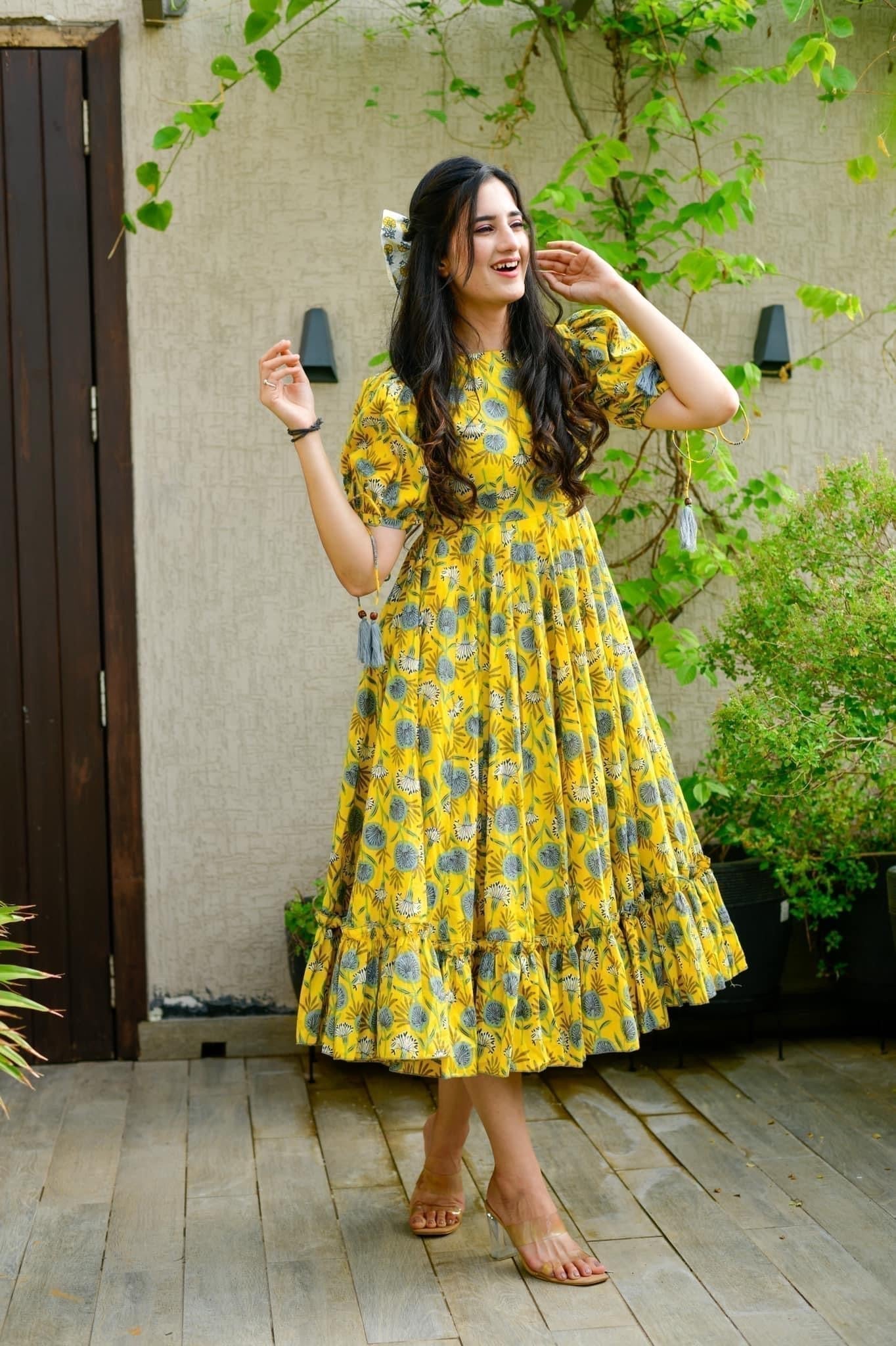 daisy yellow cotton dress