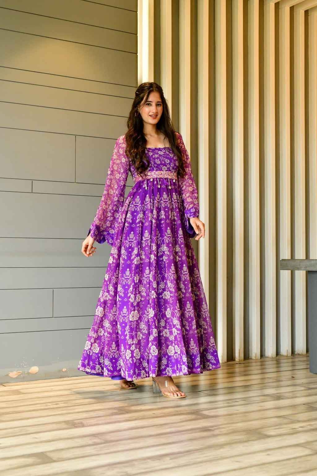Madhumita purple georgette dress