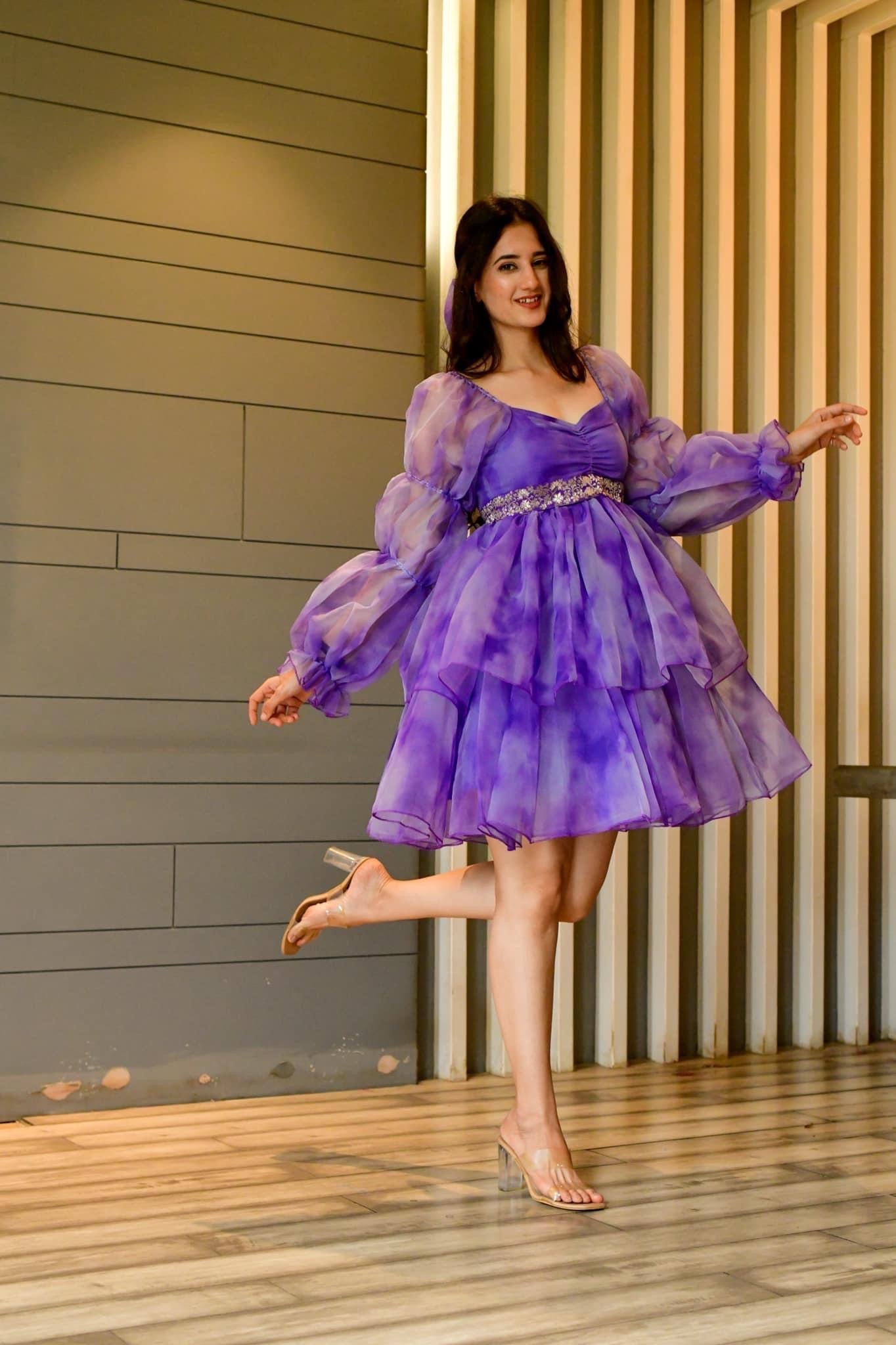 Isabella purple organza dress