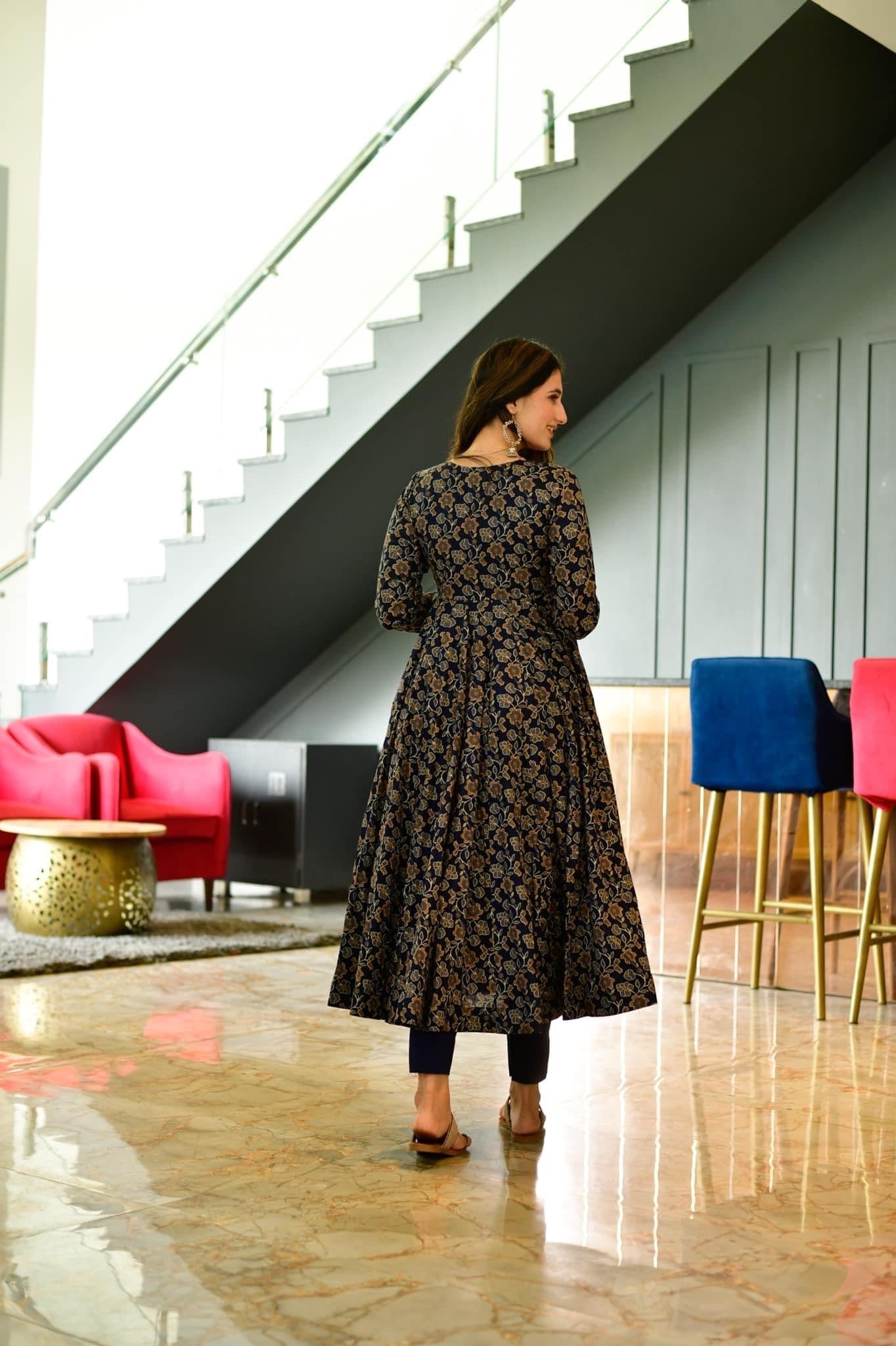 lily blue floral suit set