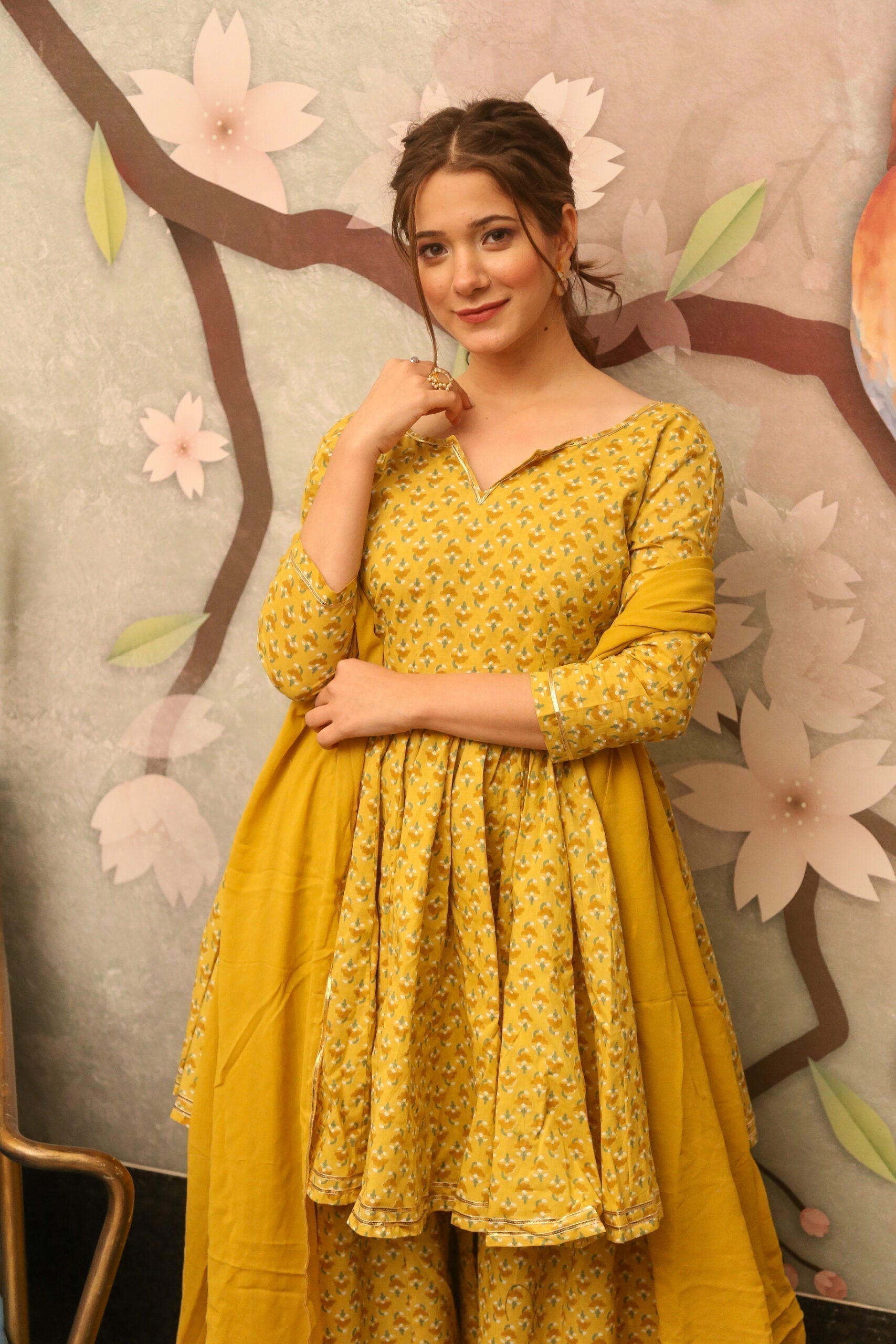 Della yellow kurta sharara set
