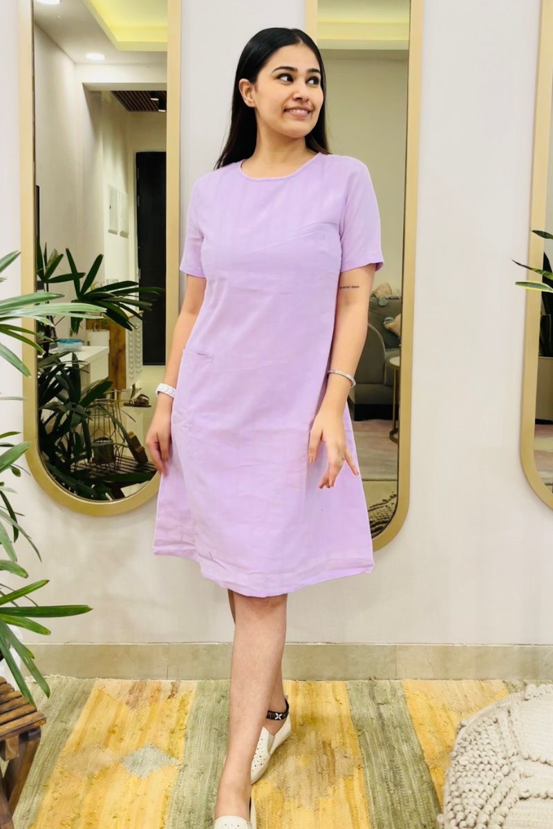 LAVENDER EMBROIDERED SHIFT DRESS